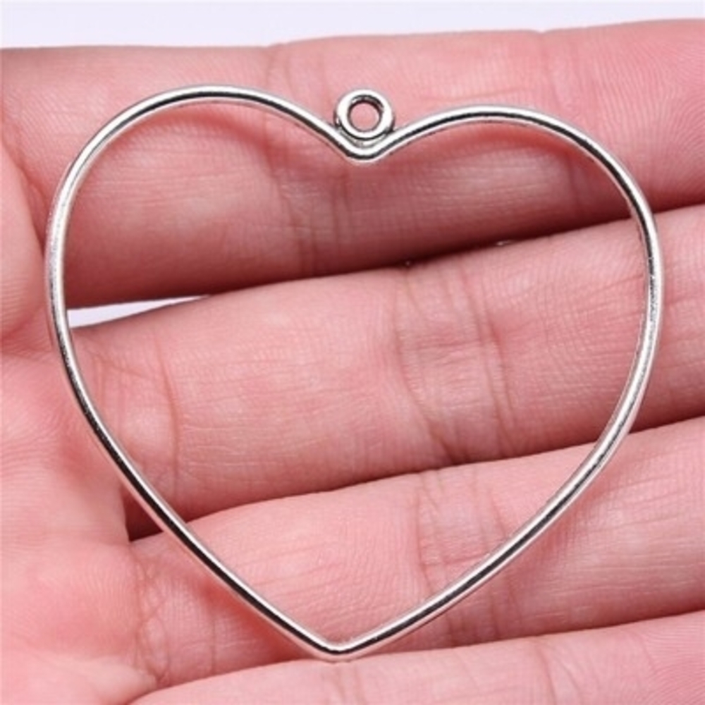 Elegant Silver Plated Heart Pendant 10 Pcs 49x47mm